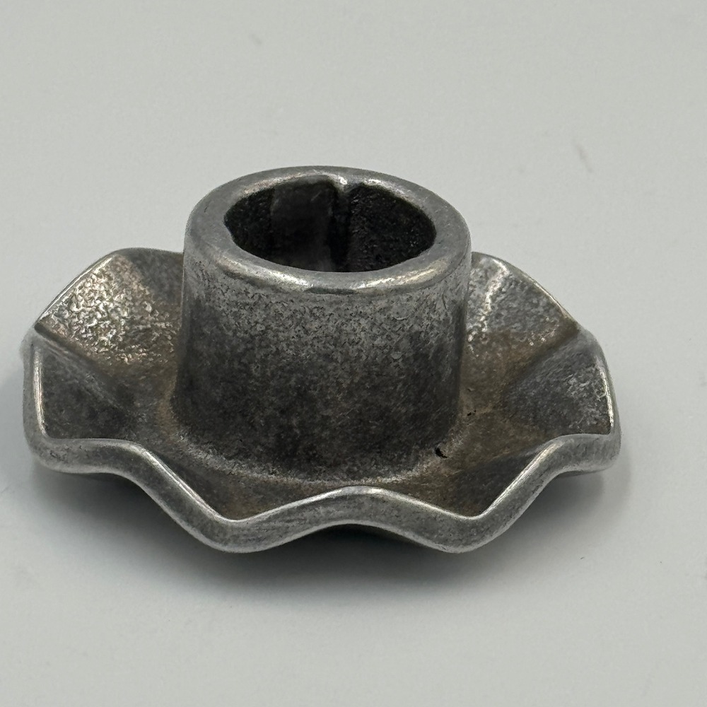 Carson Freeport PA Pewter‎ Taper Candle Holder Scalloped Ruffle Rim Vintage